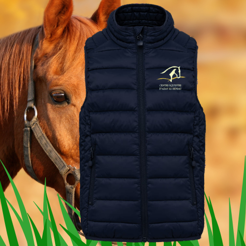 Doudoune enfant légère sans manches, brodée coeur & dos